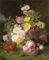 ヤン・フランス・ファン・ダールの棚の上のバラの牡丹や他の花